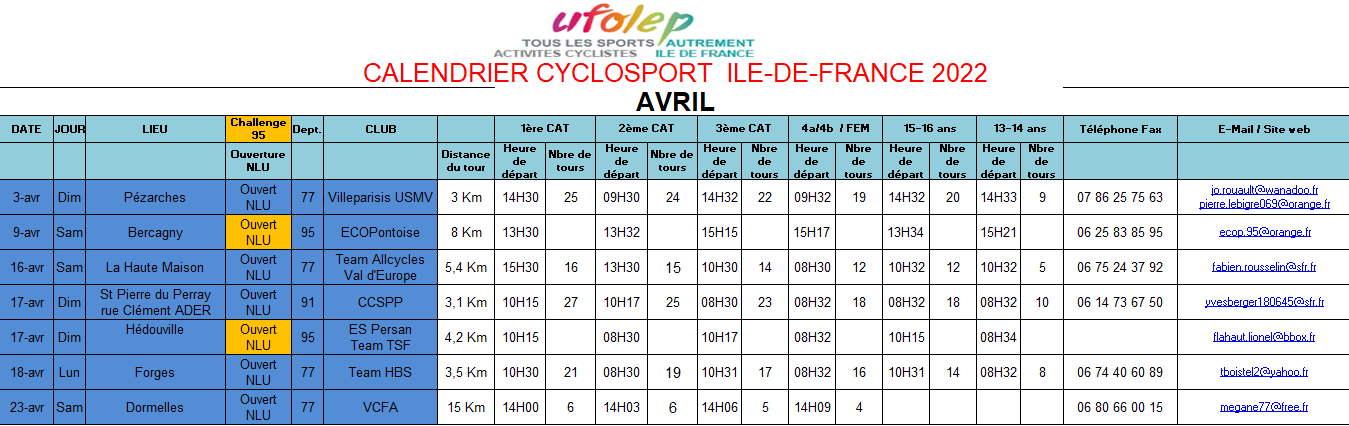 Calendrier Ufolep Idf 2023 Ufolep - - Actualités